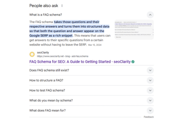 FAQ schema rich snippet in Google search